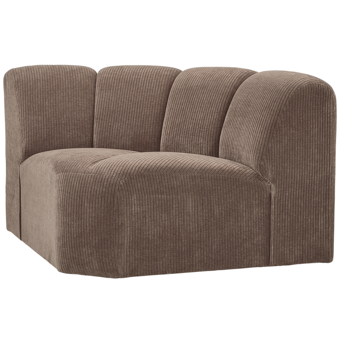 WOOOD Mojo Bank Hoekelement - Ribstof - Donker Zand - 75x68x77