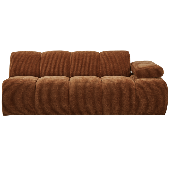 WOOOD Mojo 2-Zits Bank Met Arm Rechts - Ribstof - Roest Bruin