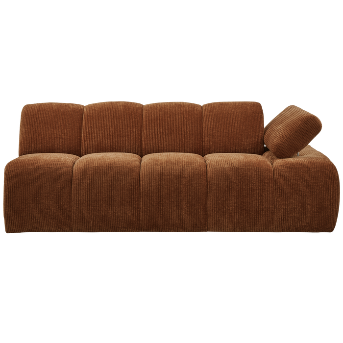 WOOOD Mojo 2-Zits Bank Met Arm Rechts - Ribstof - Roest Bruin