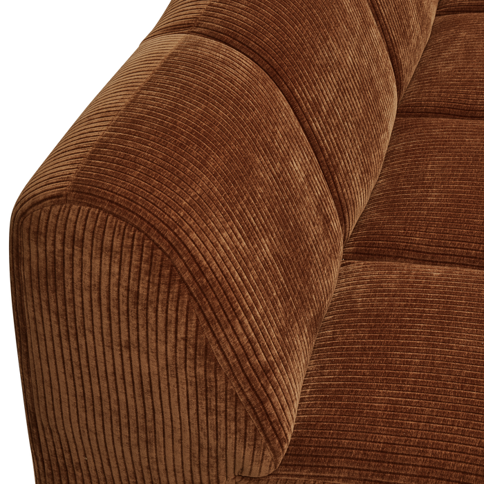 WOOOD Mojo 2-Zits Bank Met Arm Rechts - Ribstof - Roest Bruin