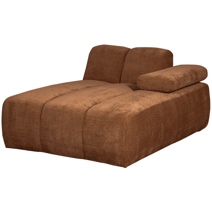WOOOD Mojo Chaise Longue Elementenbank Rechts - Ribstof - Roest Bruin