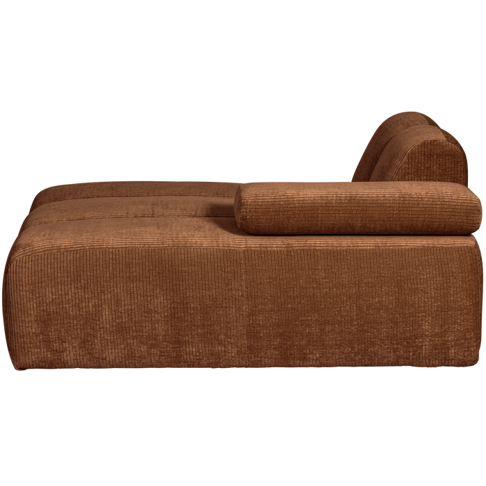 WOOOD Mojo Chaise Longue Elementenbank Rechts - Ribstof - Roest Bruin