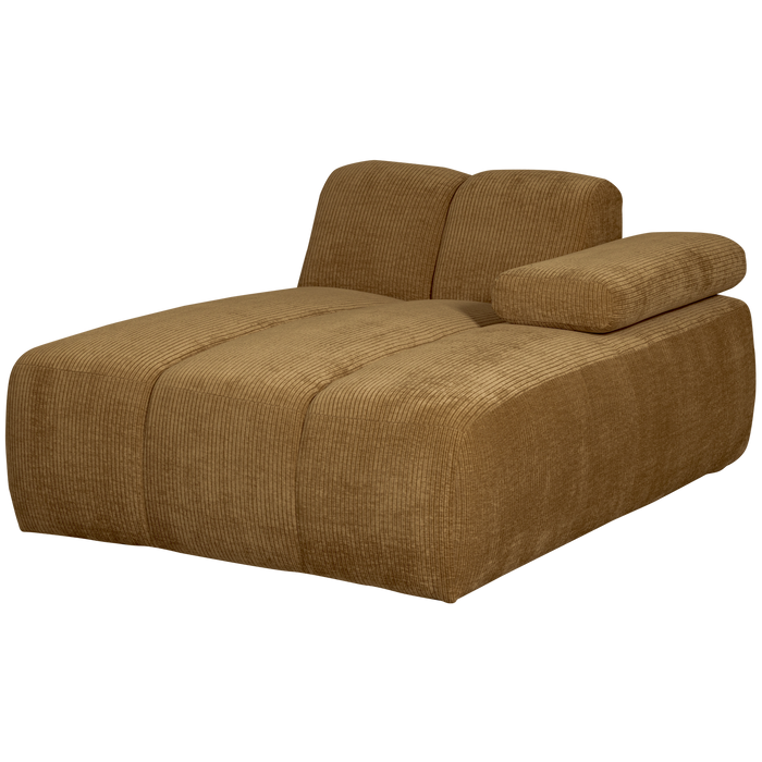 WOOOD Mojo Chaise Longue Elementenbank Rechts - Ribstof - Honing Geel
