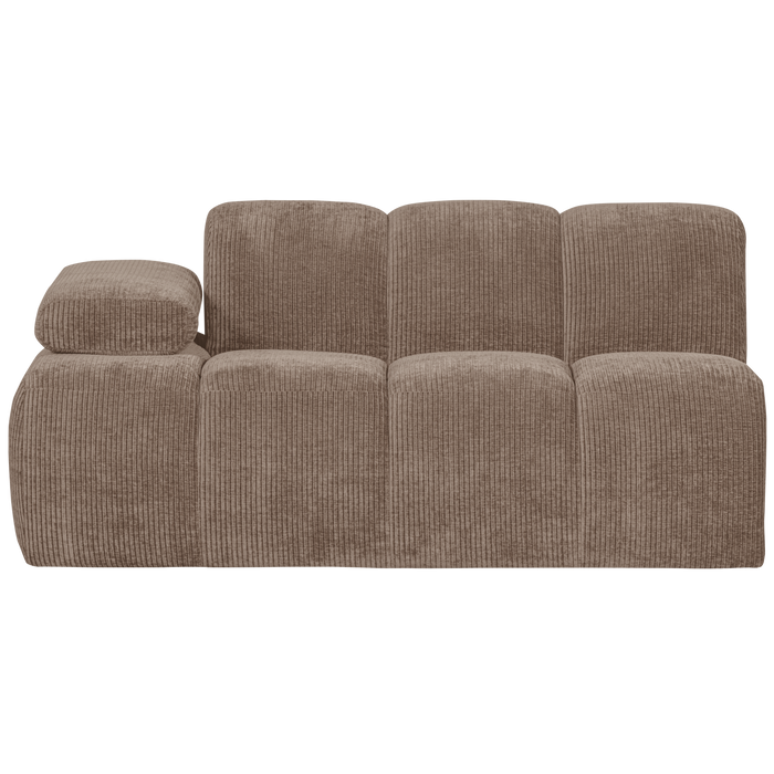 WOOOD Mojo 1,5-Zits Bank Met Arm Links - Ribstof - Zand - 74x160x97