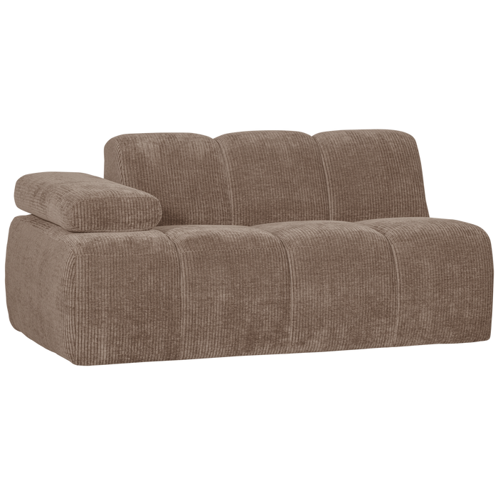 WOOOD Mojo 1,5-Zits Bank Met Arm Links - Ribstof - Zand - 74x160x97