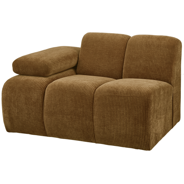 WOOOD Mojo 1-Zits Bank Met Arm Links - Ribstof - Geel - 74x120x97