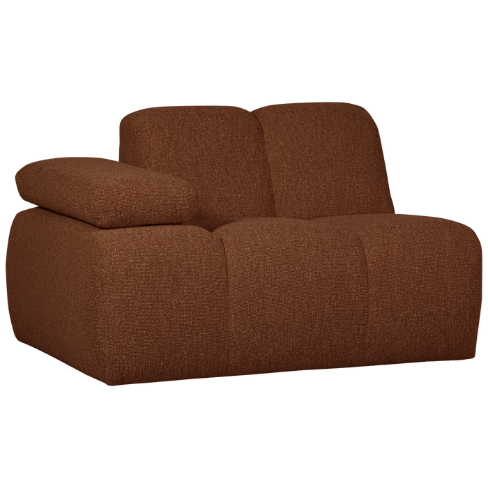 WOOOD Mojo 1-Zits Bank Met Arm Links - Bouclé - Roest Bruin Melange