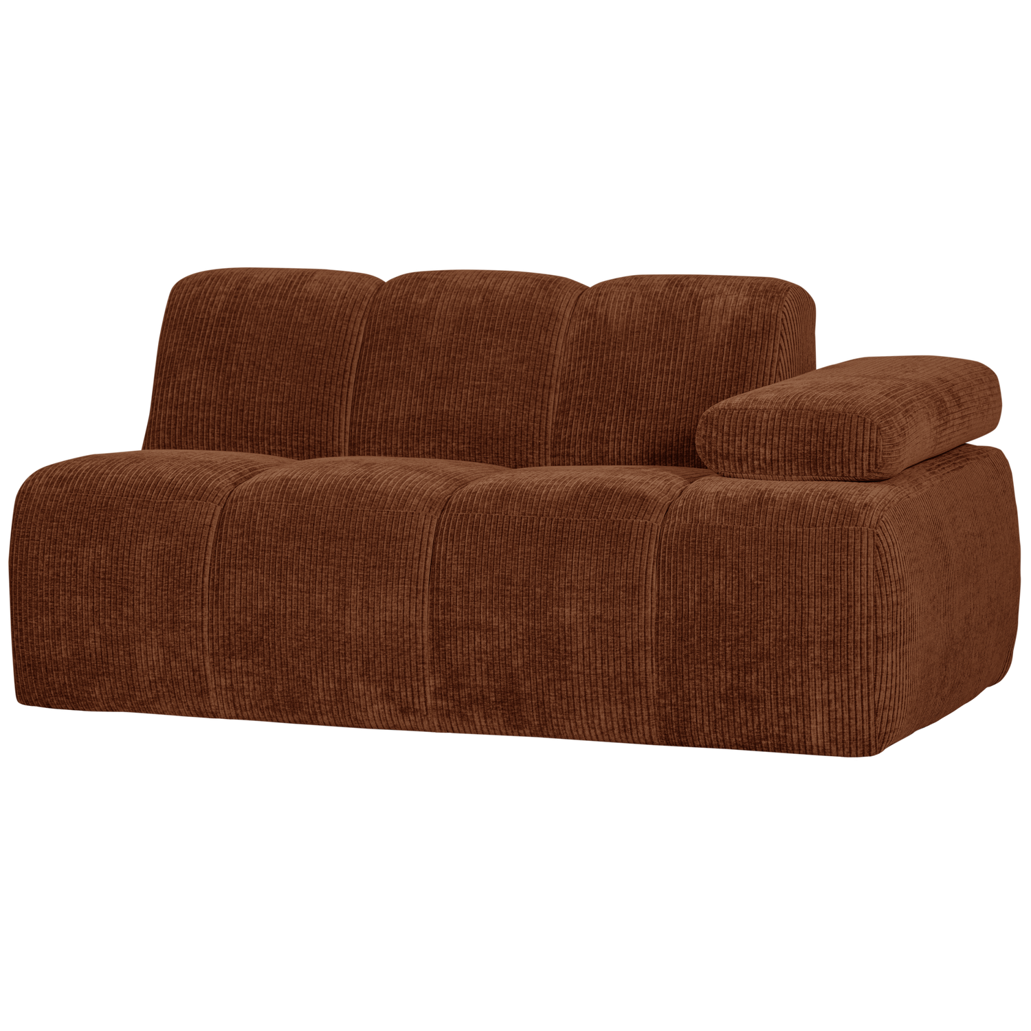 WOOOD Mojo 1,5-Zits Bank Met Arm Rechts - Ribstof - Roest Bruin
