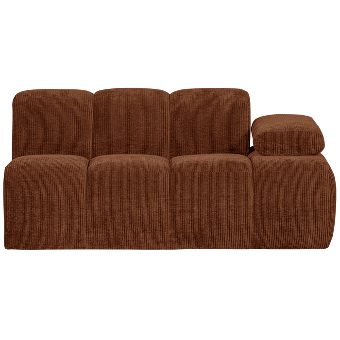 WOOOD Mojo 1,5-Zits Bank Met Arm Rechts - Ribstof - Roest Bruin