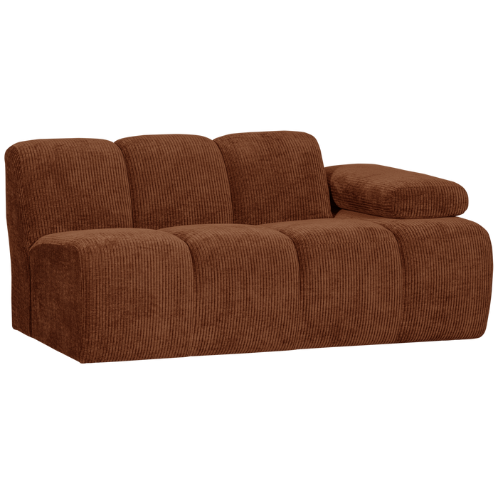 WOOOD Mojo 1,5-Zits Bank Met Arm Rechts - Ribstof - Roest Bruin