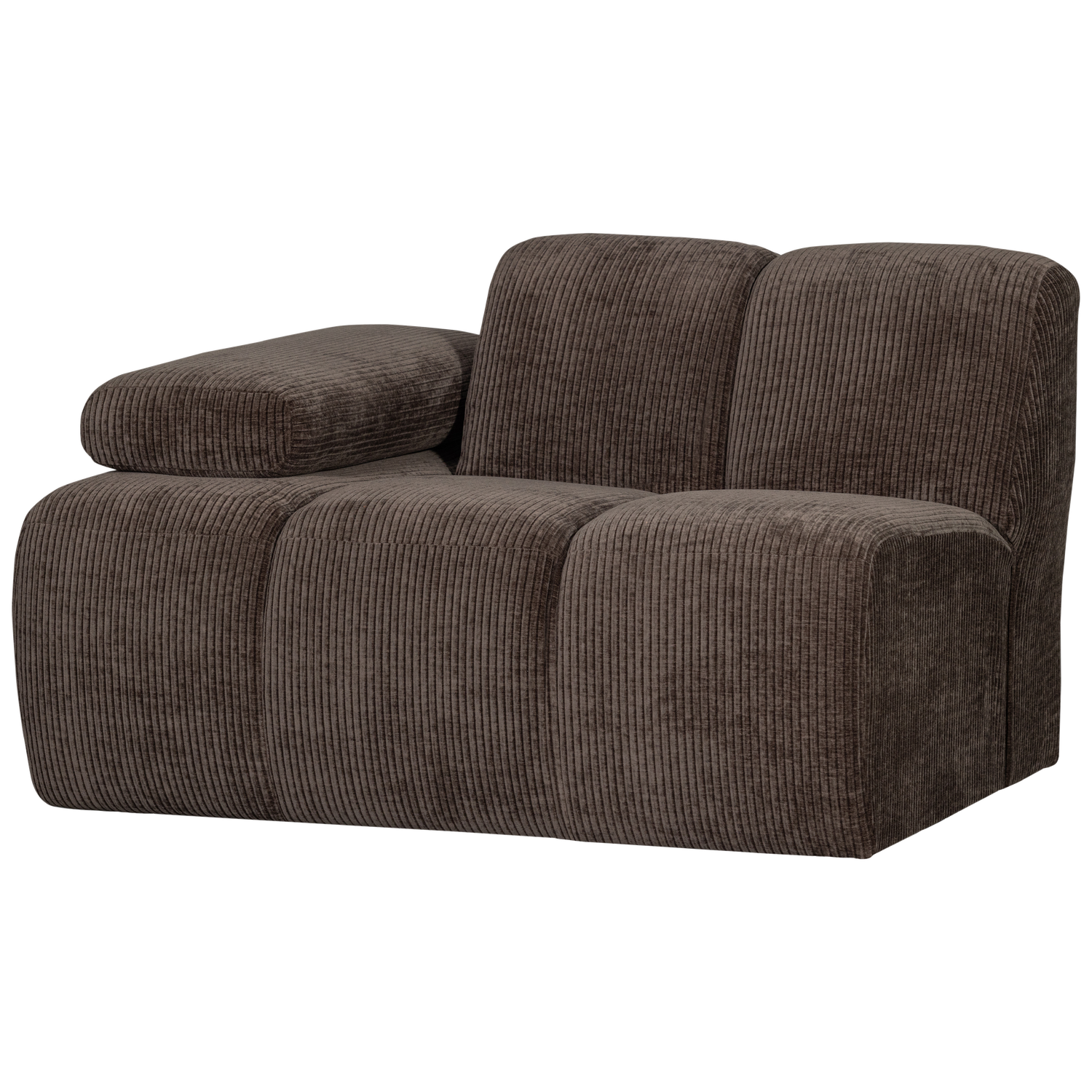 WOOOD Mojo 1-Zits Bank Met Arm Links - Ribstof - Bruin - 74x120x97