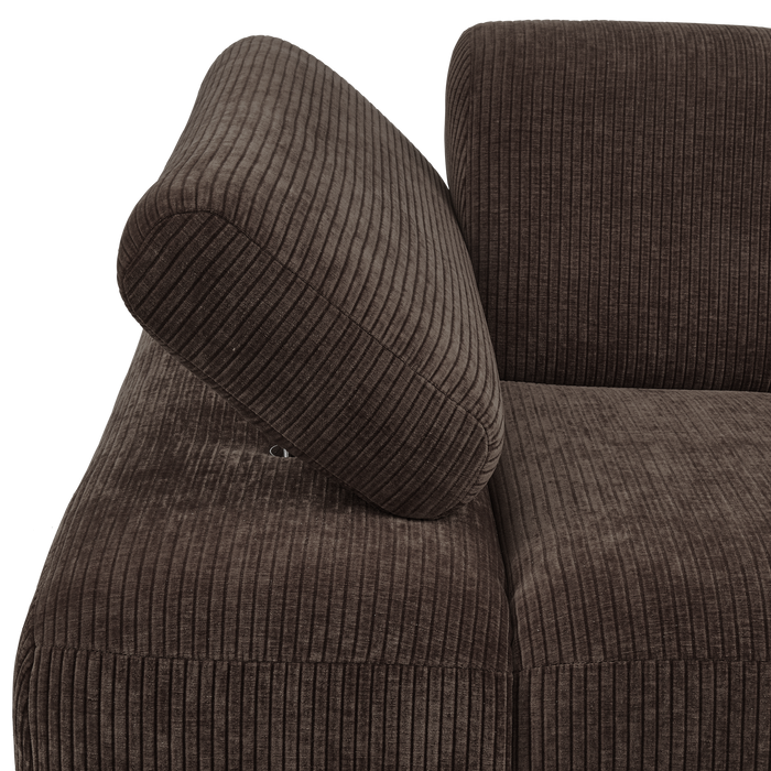 WOOOD Mojo 1-Zits Bank Met Arm Links - Ribstof - Bruin - 74x120x97