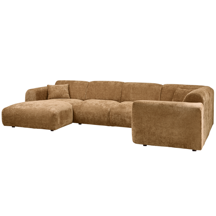 WOOOD hoekbank rechts Cloud - Chenille - Geel - 80x345x198 cm