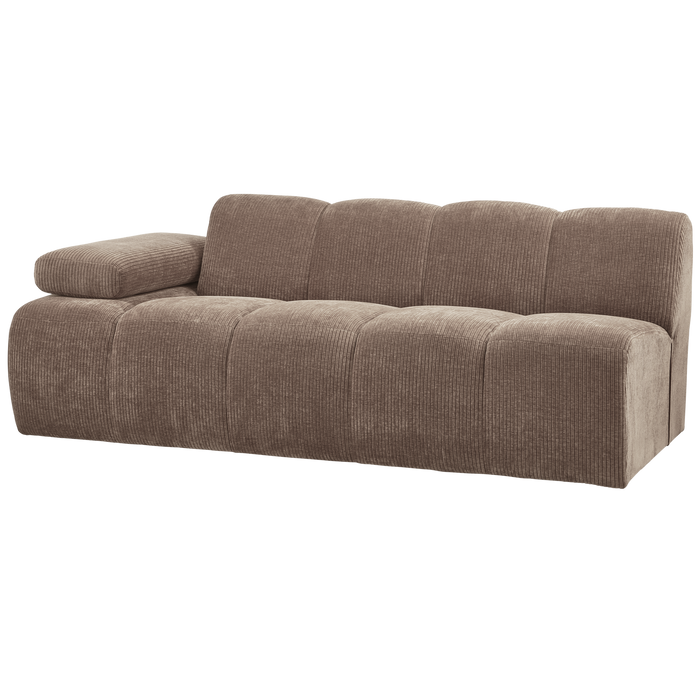 WOOOD Mojo 2-Zits Bank Met Arm Links - Ribstof - Zand - 74x200x97