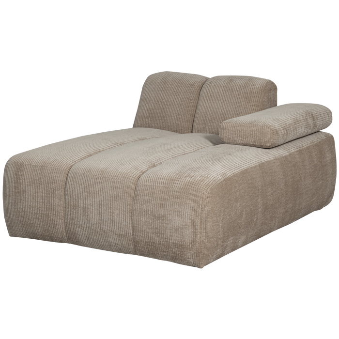 WOOOD Mojo Chaise Longue Elementenbank Rechts - Ribstof - Donker Zand