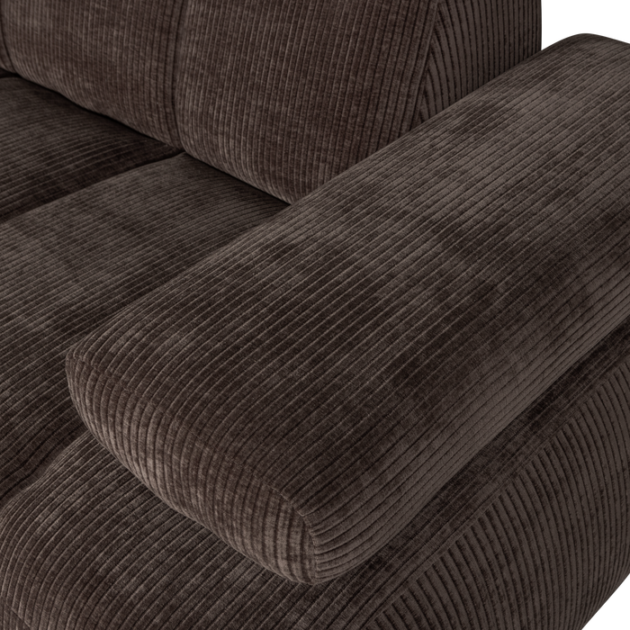 WOOOD Mojo 1,5-Zits Bank Met Arm Rechts - Ribstof - Bruin -74x160x67