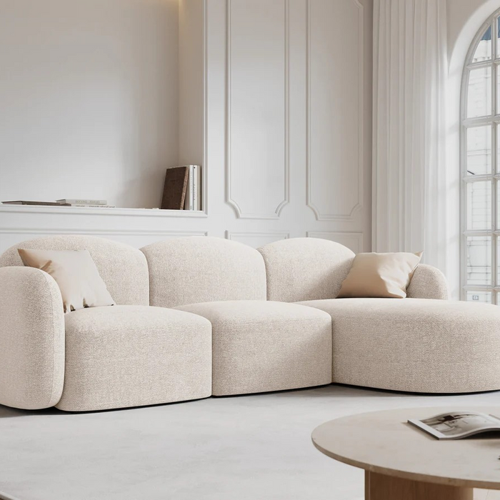 Micadoni Home Blair Hoekbank met Chaise Longue Rechts - Chenille - Lichtbeige