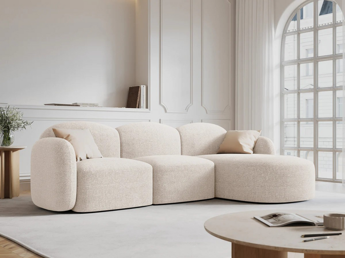 Micadoni Home Blair Hoekbank met Chaise Longue Rechts - Chenille - Lichtbeige