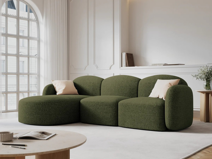 Micadoni Home Blair Hoekbank met Chaise Longue Links - Chenille - Groen