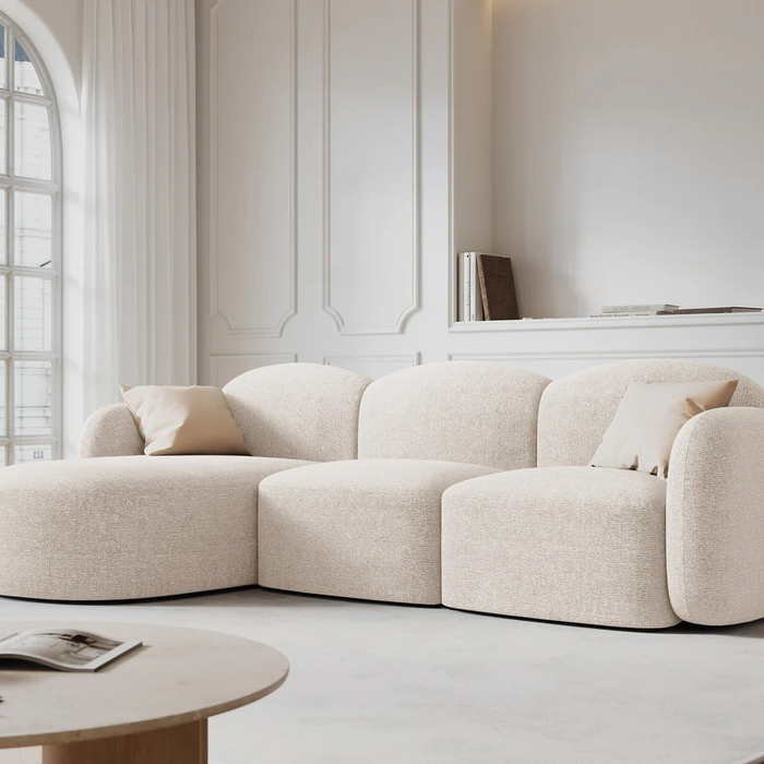 Micadoni Home Blair Hoekbank met Chaise Longue Links - Chenille - Lichtbeige