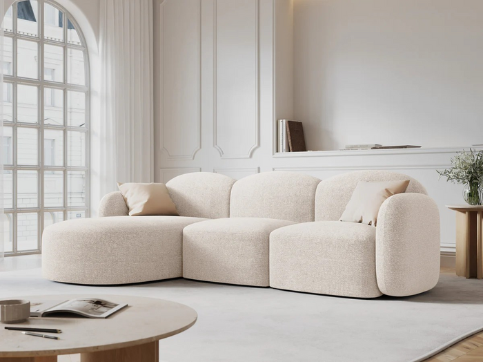 Micadoni Home Blair Hoekbank met Chaise Longue Links - Chenille - Lichtbeige