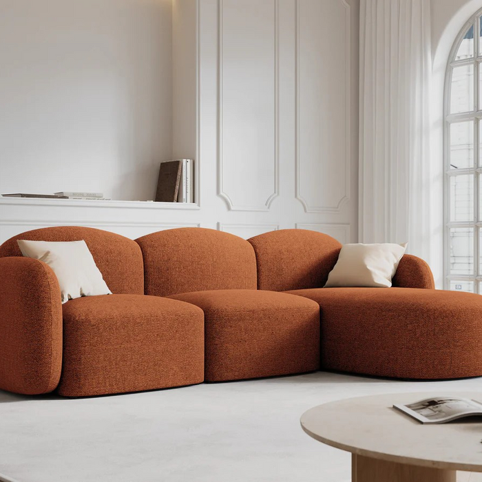 Micadoni Home Blair Hoekbank met Chaise Longue Rechts - Chenille - Terracotta