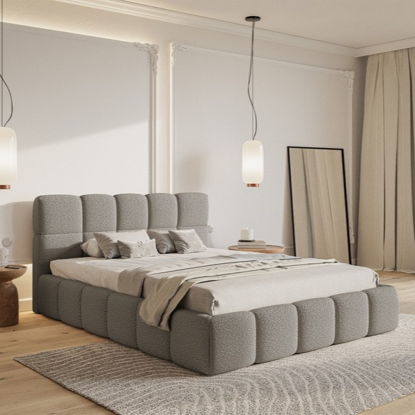 NADUVI Collection Chloe Bedframe 160 x 200 cm - Bouclé - Taupe