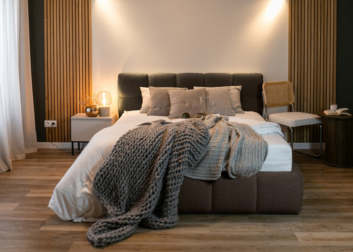 NADUVI Collection Chloe Bedframe 180 x 200 cm - Bouclé - Donkerbruin