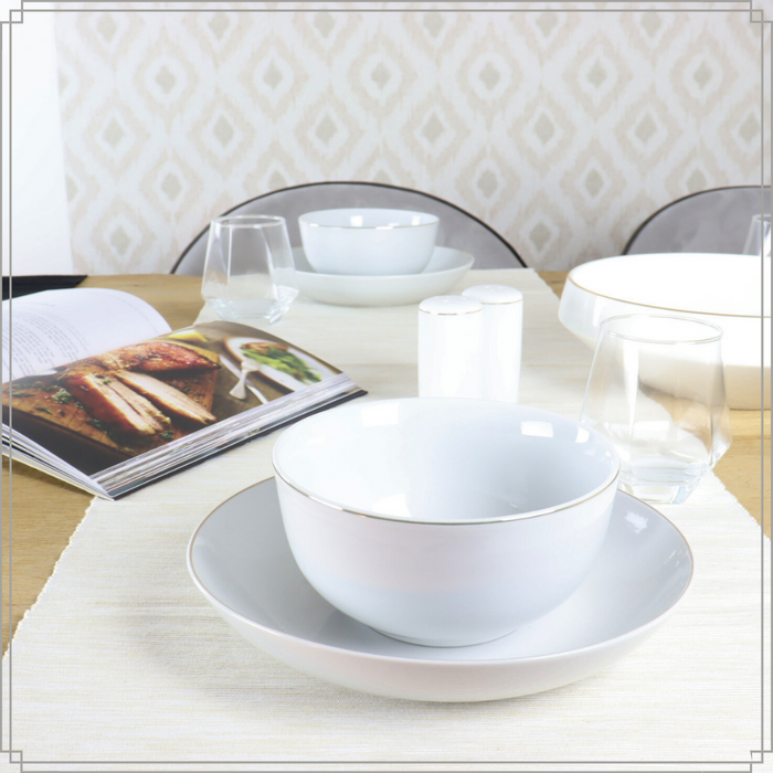 OTIX Serviesset Bordenset 6 persoons 18-delig Wit met Gouden rand P...