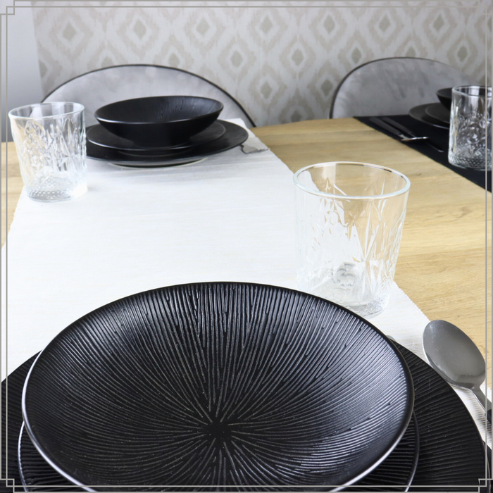 OTIX Diepe Soep Pasta Bordenset 6 Persoons Zwart 19cm Keramiek POPPY