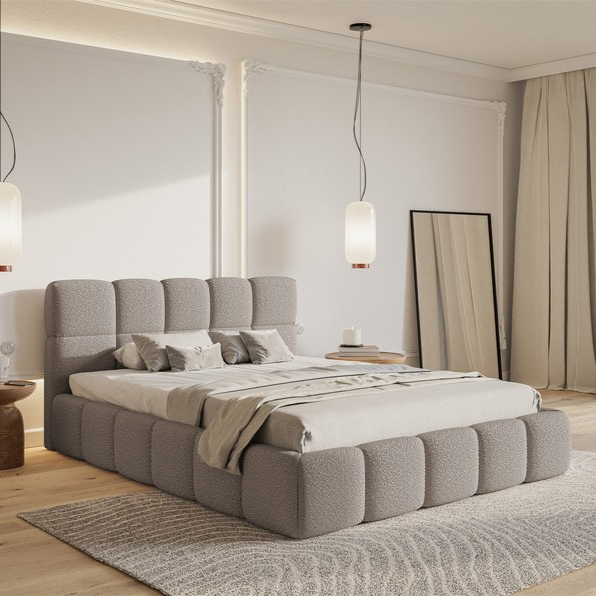NADUVI Collection Chloe Bedframe 140 x 200 cm - Bouclé - Taupe