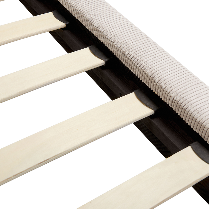 Beliani-MELLE -Tweepersoonsbed-Lichtbeige-160 x 200 cm-Corduroy