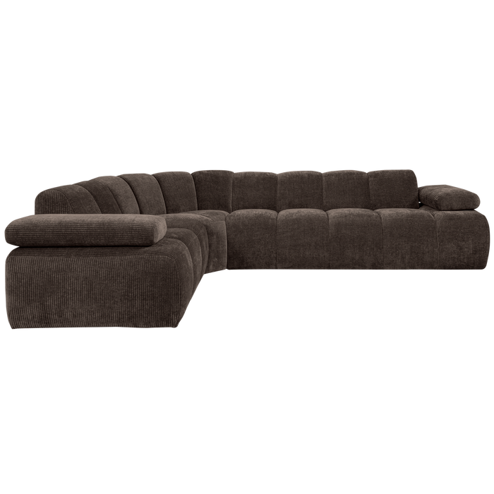 WOOOD Mojo Hoekbank Links - Ribstof - Bruin - 74x310x230