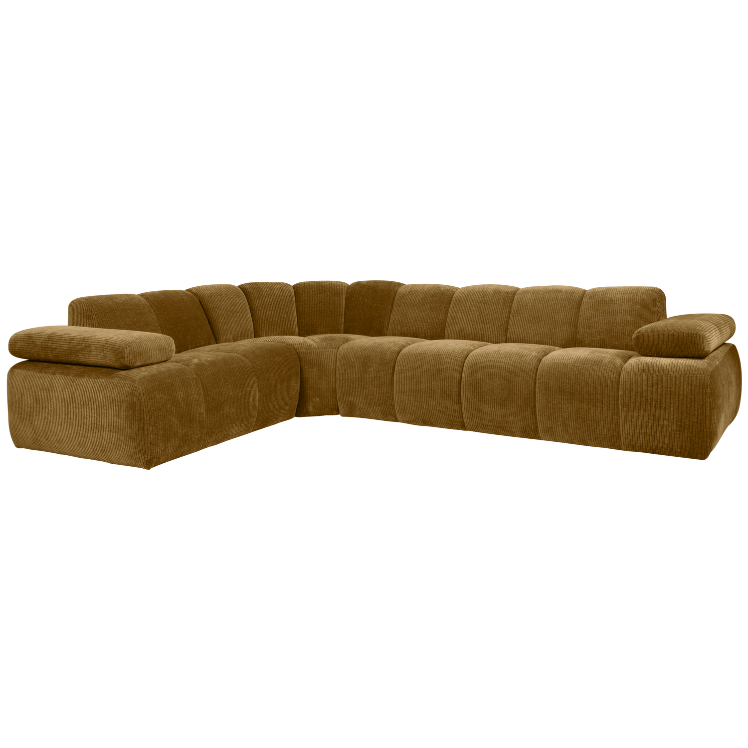 WOOOD Mojo Hoekbank Links - Ribstof - Honinggeel - 74x310x230