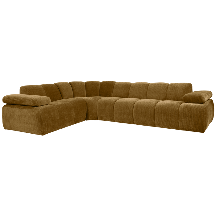 WOOOD Mojo Hoekbank Links - Ribstof - Honinggeel - 74x310x230