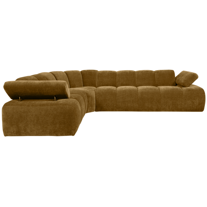WOOOD Mojo Hoekbank Links - Ribstof - Honinggeel - 74x310x230