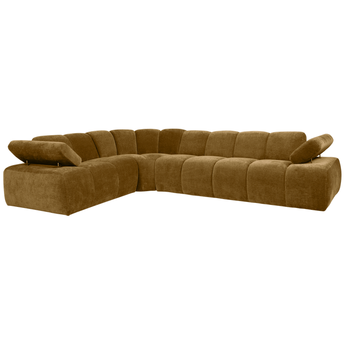 WOOOD Mojo Hoekbank Links - Ribstof - Honinggeel - 74x310x230