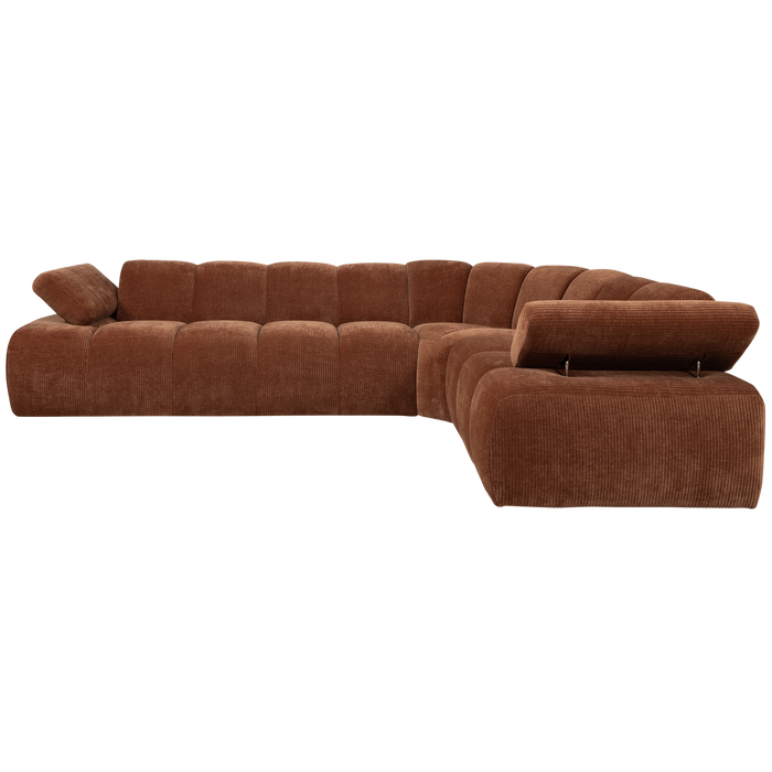 WOOOD Mojo Hoekbank Rechts - Ribstof - Roest Bruin - 74x310x230