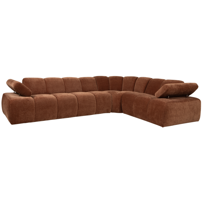 WOOOD Mojo Hoekbank Rechts - Ribstof - Roest Bruin - 74x310x230