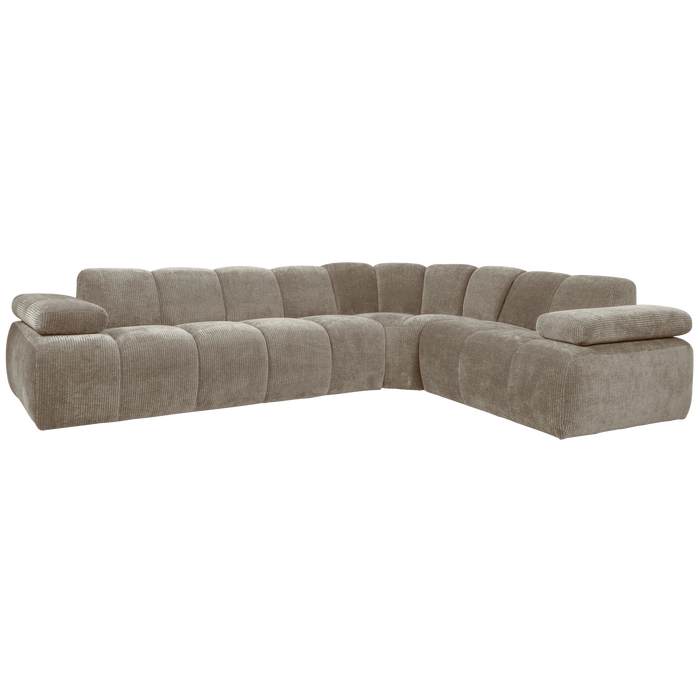 WOOOD Mojo Hoekbank Rechts - Ribstof - Donker Zand - 74x310x230