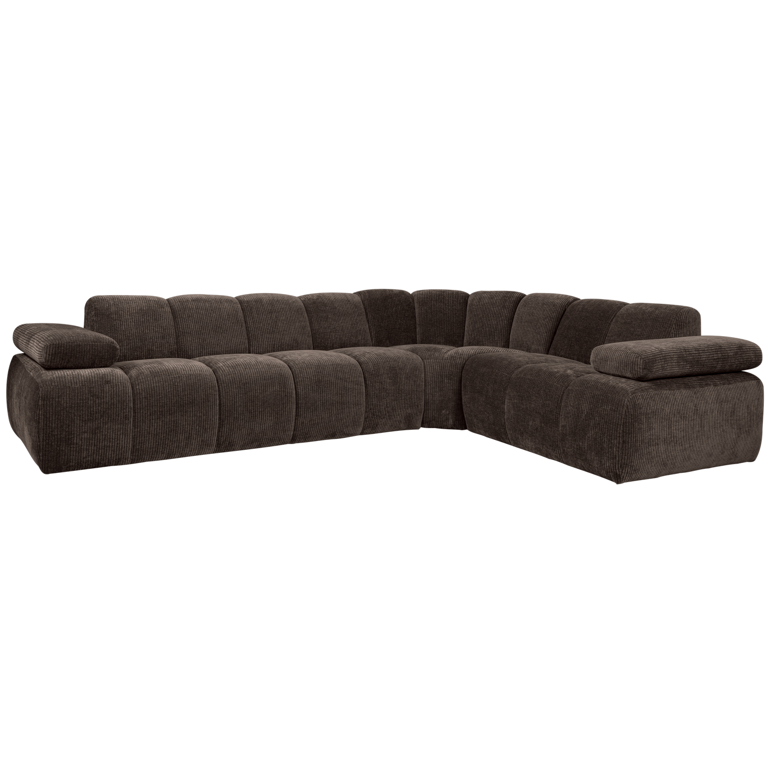 WOOOD Mojo Hoekbank Rechts - Ribstof - Bruin - 74x310x230