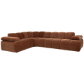 WOOOD Mojo Hoekbank Links - Ribstof - Roest Bruin - 74x310x230