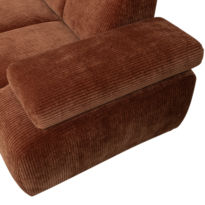 WOOOD Mojo Hoekbank Links - Ribstof - Roest Bruin - 74x310x230