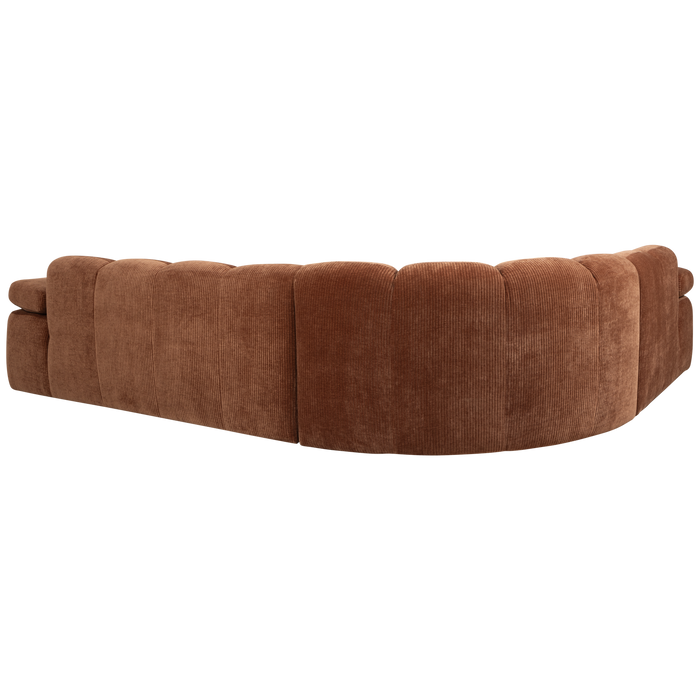 WOOOD Mojo Hoekbank Links - Ribstof - Roest Bruin - 74x310x230