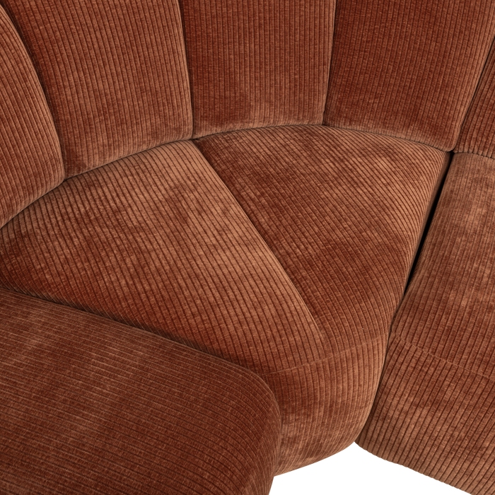 WOOOD Mojo Hoekbank Links - Ribstof - Roest Bruin - 74x310x230