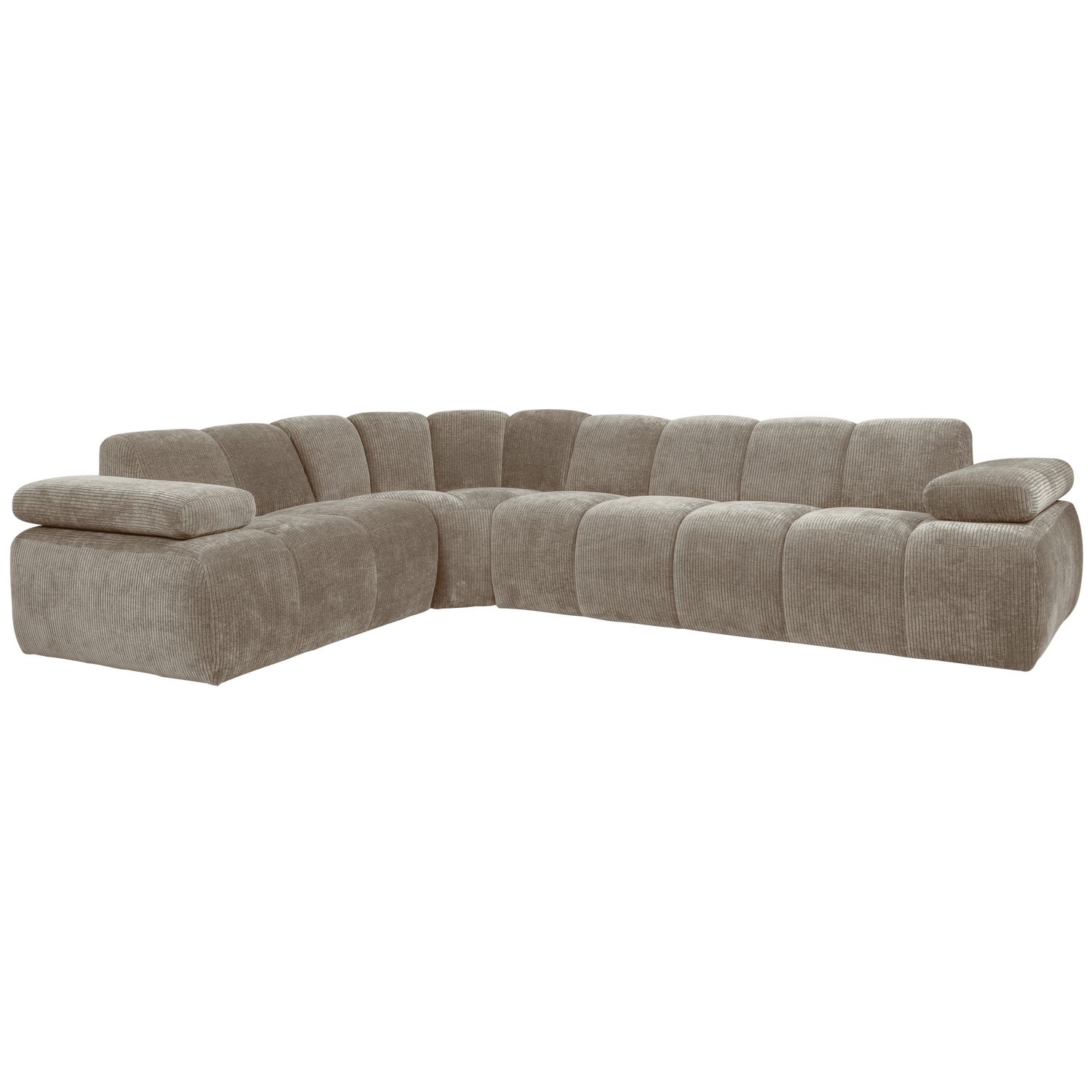 WOOOD Mojo Hoekbank Links - Ribstof - Donker Zand - 74x310x230