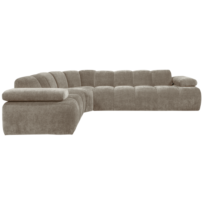 WOOOD Mojo Hoekbank Links - Ribstof - Donker Zand - 74x310x230