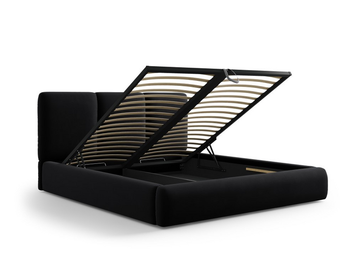 Windsor & Co Horizon Bedframe met Opbergvak - 160 x 200 cm - Fluweel - Zwart