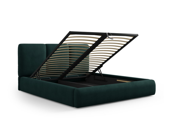 Windsor & Co Horizon Bedframe met Opbergvak - 160 x 200 cm - Chenille - Flessengroen