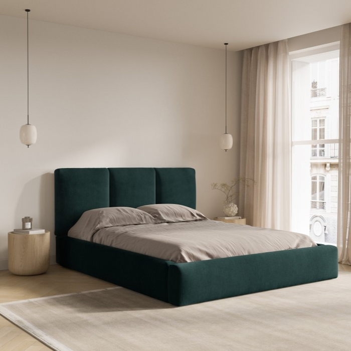 Windsor & Co Horizon Bedframe met Opbergvak - 160 x 200 cm - Chenille - Flessengroen